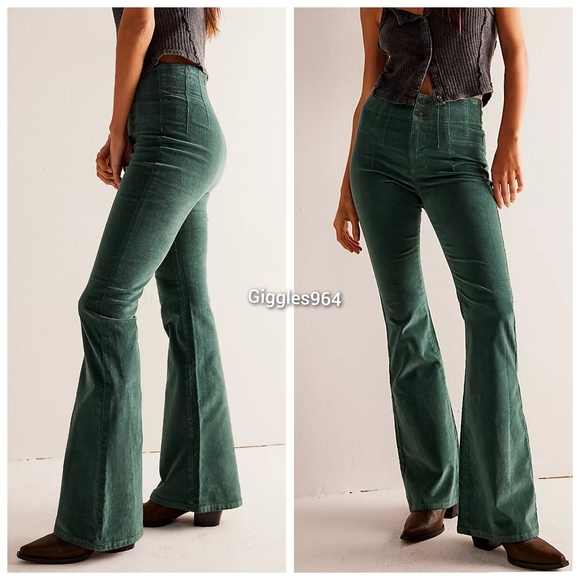 Free People Pants - Free People Jayde Cord Flare Corduroy Pants Jeans Green